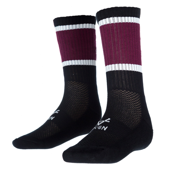 Oxen Block Sports Socks Black/Maroon/White - Elite Pro Sports