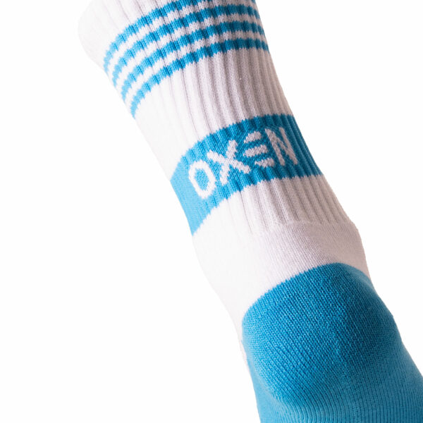 Oxen Band Crew Socks White/Blue - Image 2