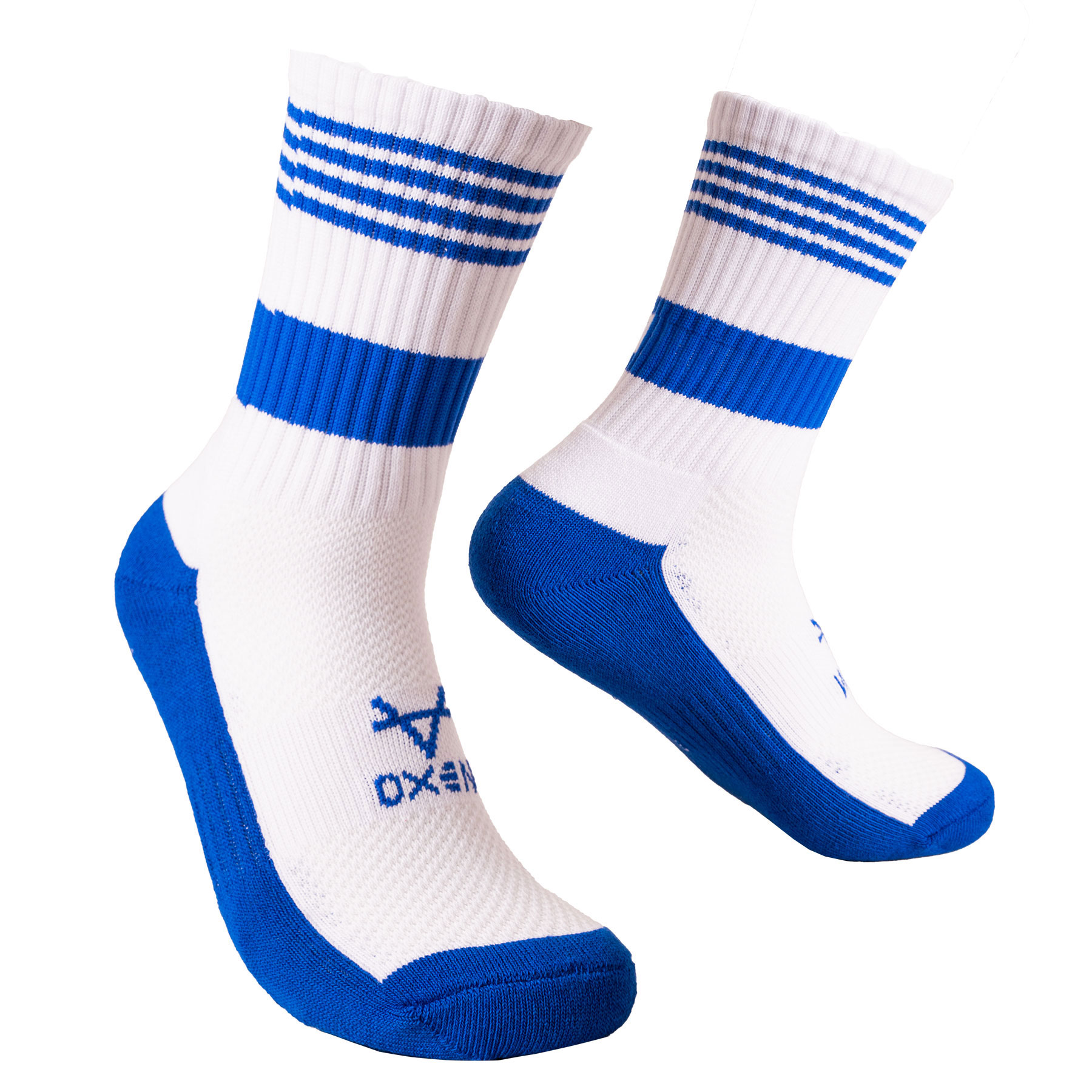 Oxen Band Crew Socks White/Royal - Elite Pro Sports