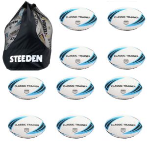 Steeden Rugby 10 x Training Balls & Large Bag Bundle