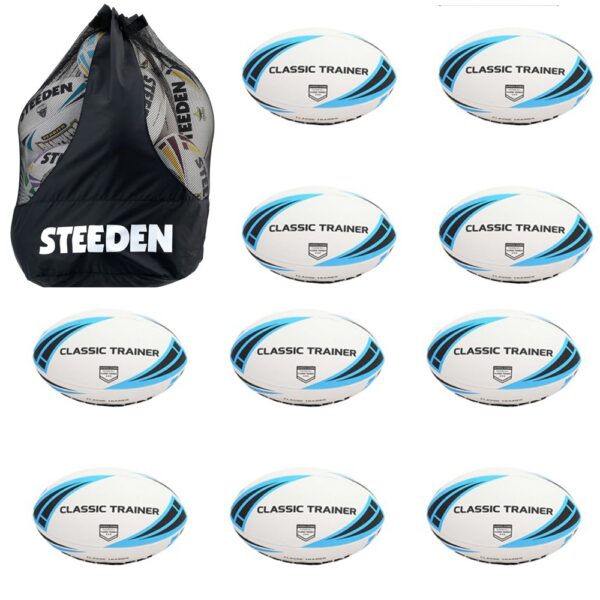 Steeden Rugby 10 x Training Balls & Large Bag Bundle