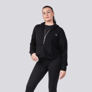 Oxen Cropped 1/4 Zip hoody Black