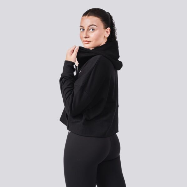 Oxen Cropped 1/4 Zip hoody Black - Image 2
