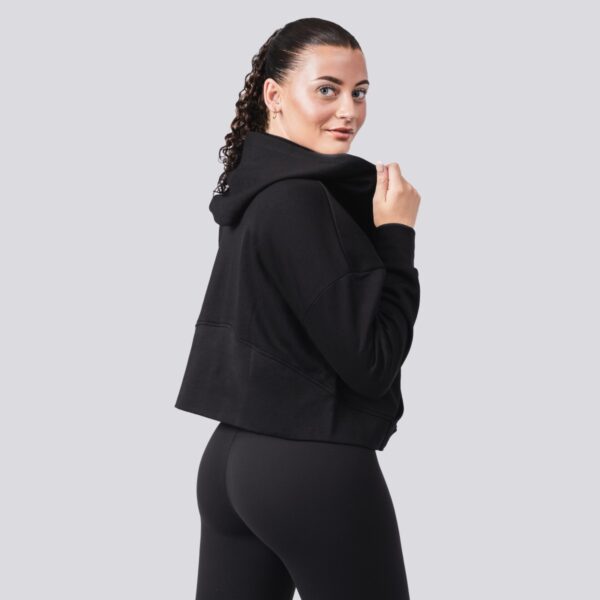 Oxen Cropped 1/4 Zip hoody Black - Image 3