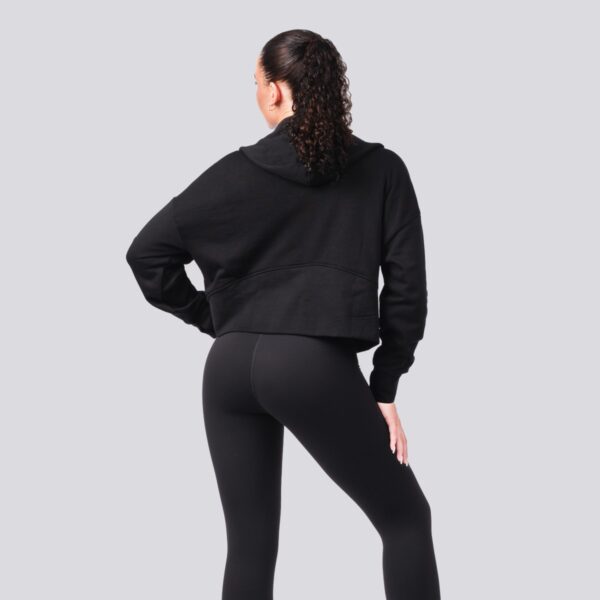 Oxen Cropped 1/4 Zip hoody Black - Image 4