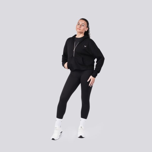 Oxen Cropped 1/4 Zip hoody Black - Image 5