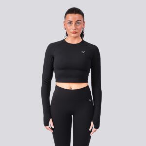 Oxen Womens Endure Sculpt LS Crop Top Blk