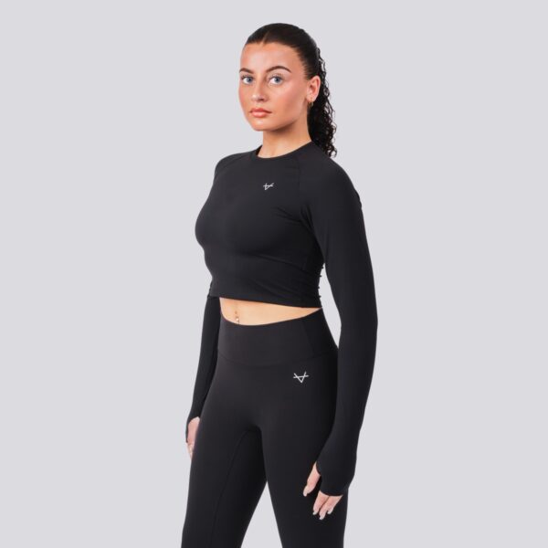 Oxen Womens Endure Sculpt LS Crop Top Blk - Image 2