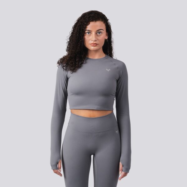 Oxen Womens Endure Sculpt LS Crop Top Fossil