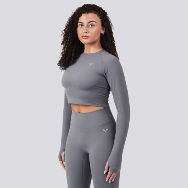 Oxen Womens Endure Sculpt LS Crop Top Fossil - Image 2