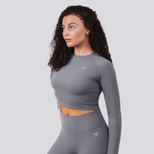 Oxen Womens Endure Sculpt LS Crop Top Fossil - Image 4