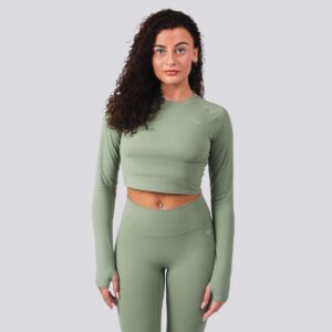 Oxen Womens Endure Sculpt LS Crop Top Olive