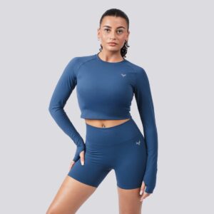 Oxen Womens Endure Sculpt LS Crop Top Sapphire