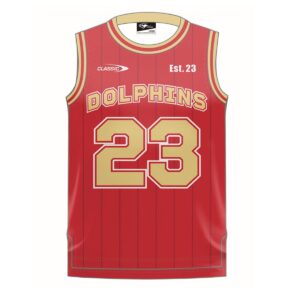 DOLPHINS 24 MENS BASKETBALL SINGLET RED