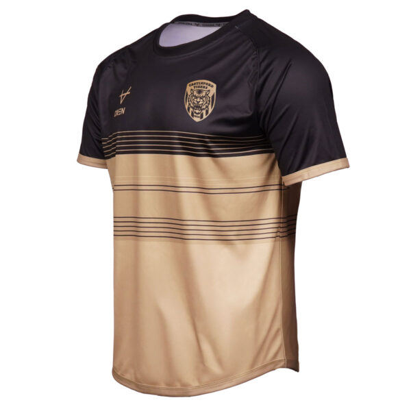Castleford Tigers 2026 Centenary Print Tee Blk/Gld - Image 2