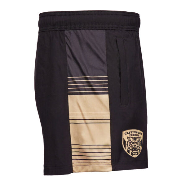 Castleford Tigers 2026 Centenary Print Shorts Blk/Gld - Image 2