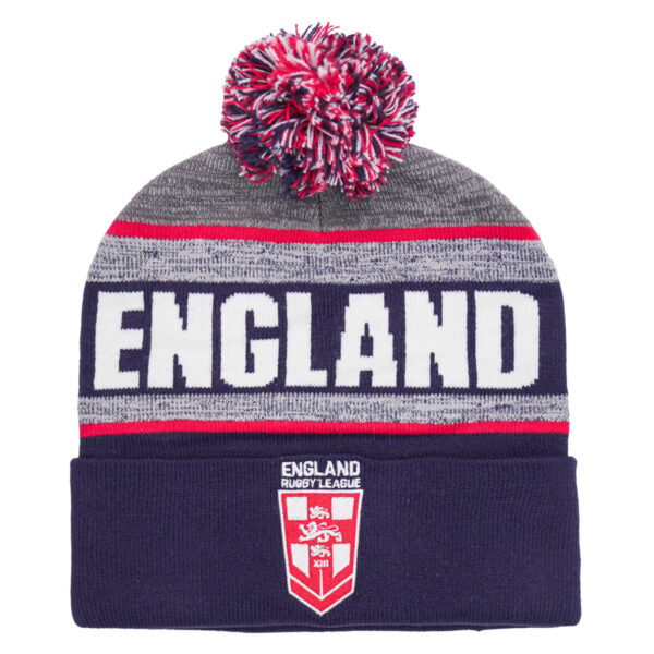 England RL Marl Text Bobble Hat