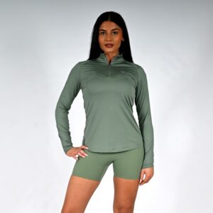 Oxen Womens Endure Performance QZ Midlayer Olive